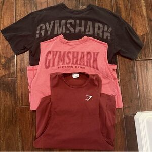 3 Gymshark Tees - Black, Red, Maroon